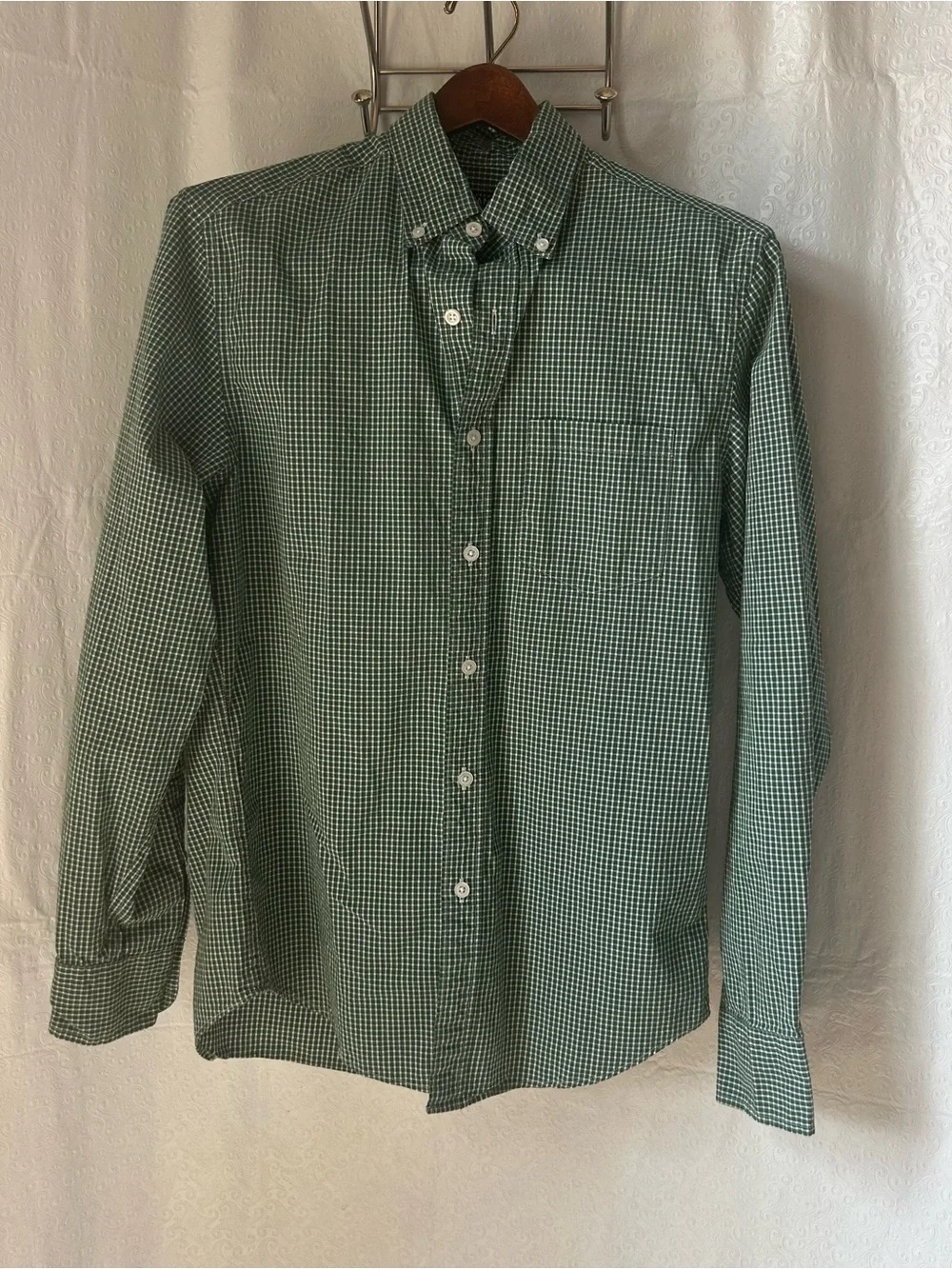J CREW Mercantile Flex Shirt Button-Up Long Sleeve Collared Green Plaid Size S